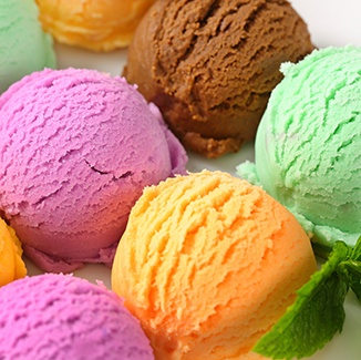 Bright photo of ice cream flavors