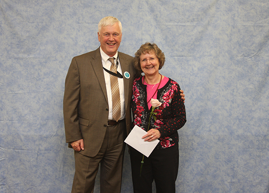 40 years of service: Nancy Hall with Director Atchison